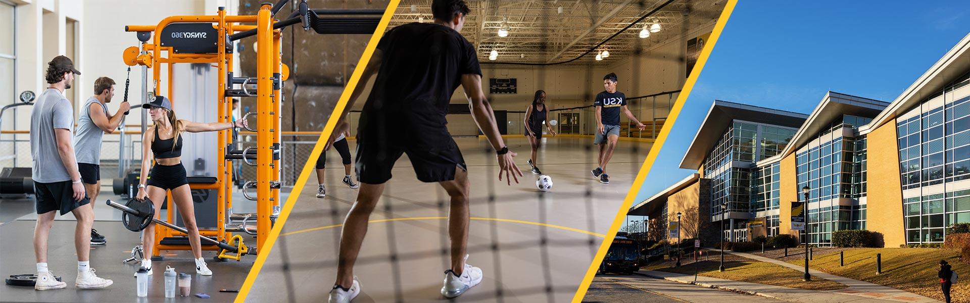 three images of ksu sports and rec facilities